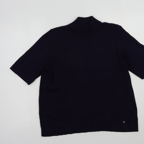 Gollehaug Womens Blue Mock Neck  Acrylic Pullover Jumper Size 14