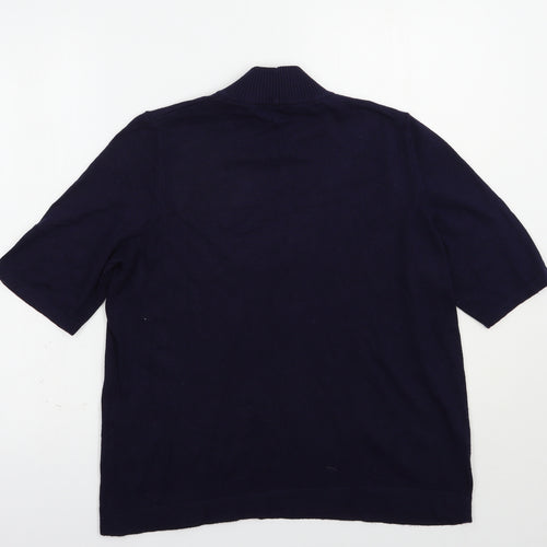 Gollehaug Womens Blue Mock Neck  Acrylic Pullover Jumper Size 14