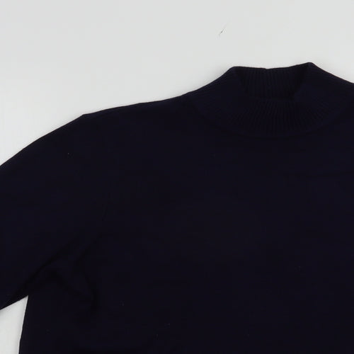 Gollehaug Womens Blue Mock Neck  Acrylic Pullover Jumper Size 14