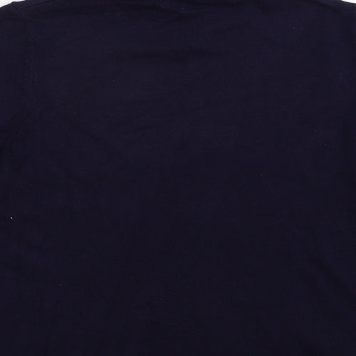 Gollehaug Womens Blue Mock Neck  Acrylic Pullover Jumper Size 14