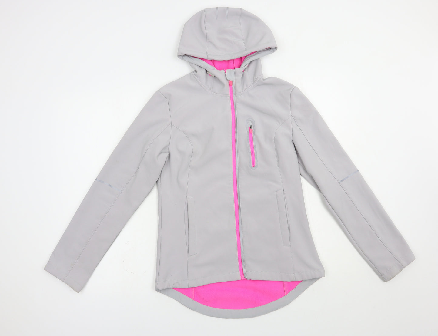 Primark Womens Grey  Polyester Full Zip Hoodie Size 10  Zip