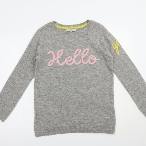 Nutmeg Womens Grey Crew Neck  Acrylic Pullover Jumper Size 10