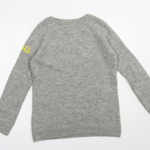 Nutmeg Womens Grey Crew Neck  Acrylic Pullover Jumper Size 10