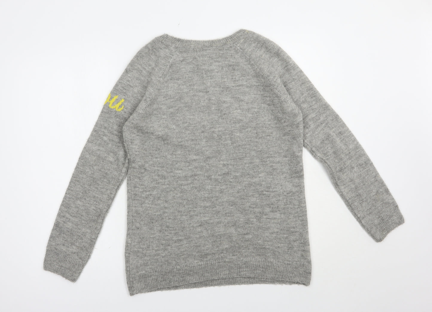 Nutmeg Womens Grey Crew Neck  Acrylic Pullover Jumper Size 10