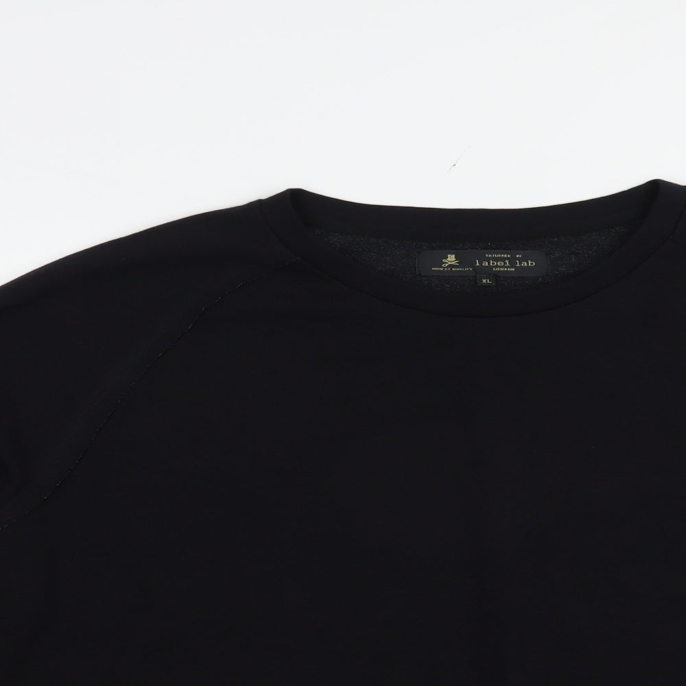 Label Lab Mens Black  Cotton Pullover Sweatshirt Size XL