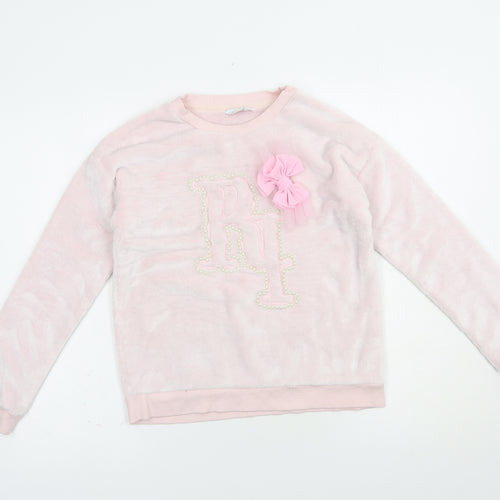 River Island Girls Pink  Polyester Pullover Sweatshirt Size 11-12 Years  Pullover