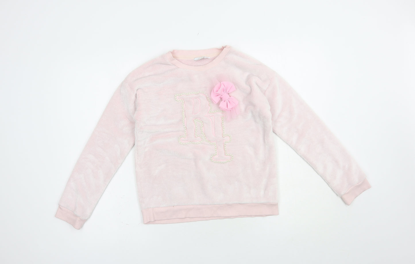 River Island Girls Pink  Polyester Pullover Sweatshirt Size 11-12 Years  Pullover