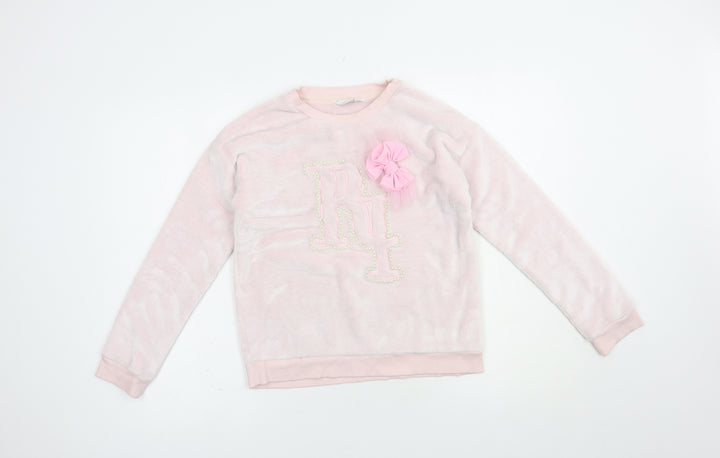 River Island Girls Pink  Polyester Pullover Sweatshirt Size 11-12 Years  Pullover