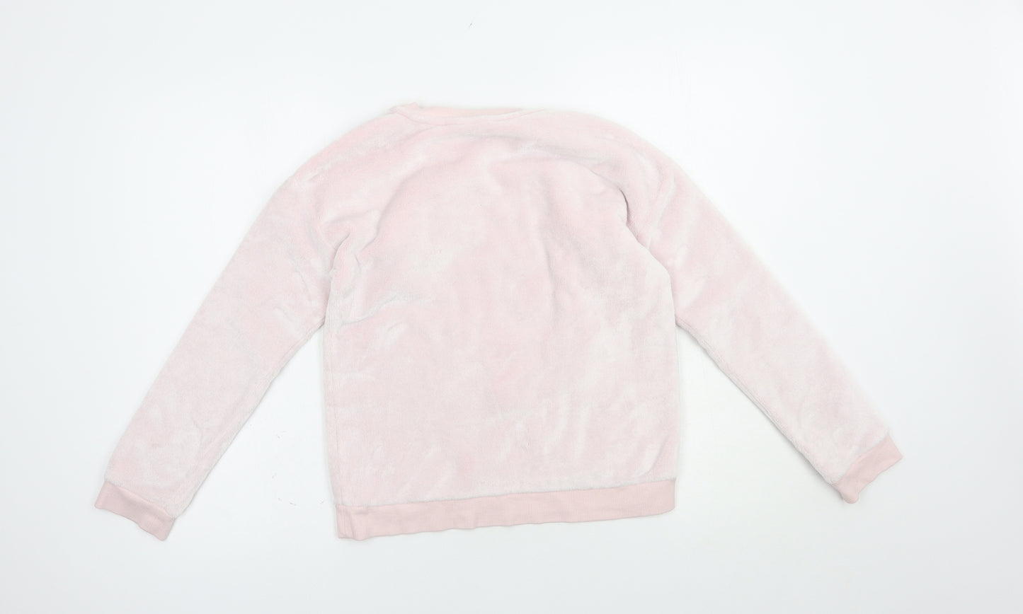 River Island Girls Pink  Polyester Pullover Sweatshirt Size 11-12 Years  Pullover