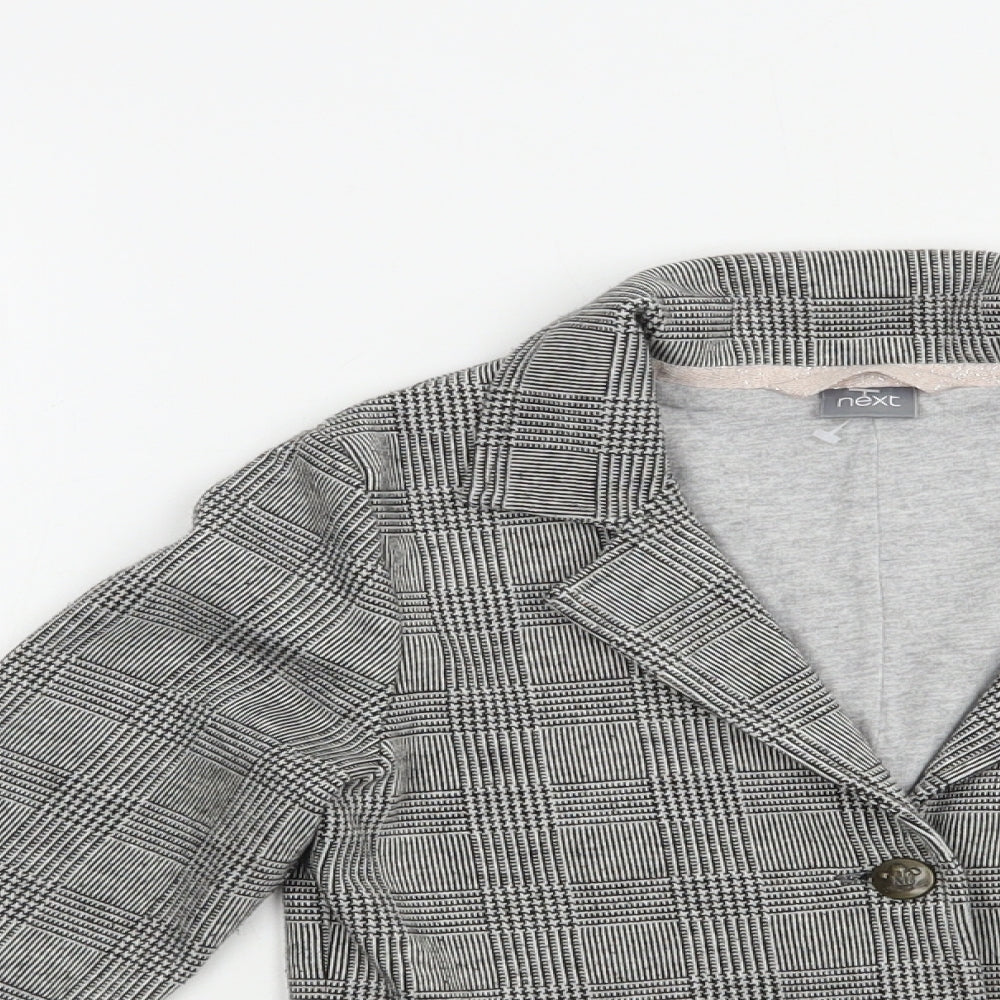 NEXT Boys Grey Plaid  Jacket Blazer Size 7 Years  Button