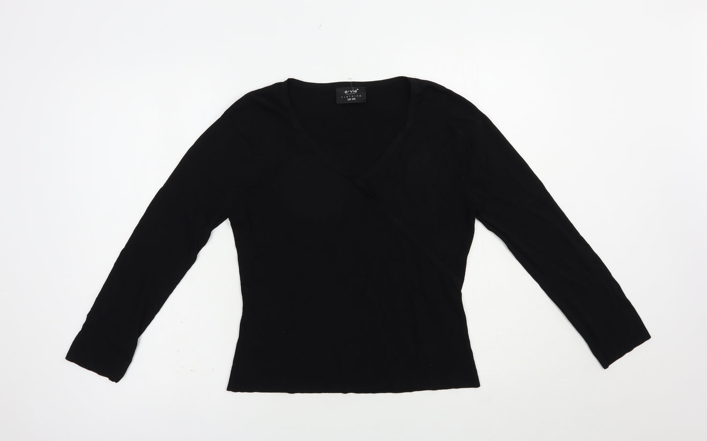 E-vie Womens Black V-Neck  Viscose Pullover Jumper Size 18