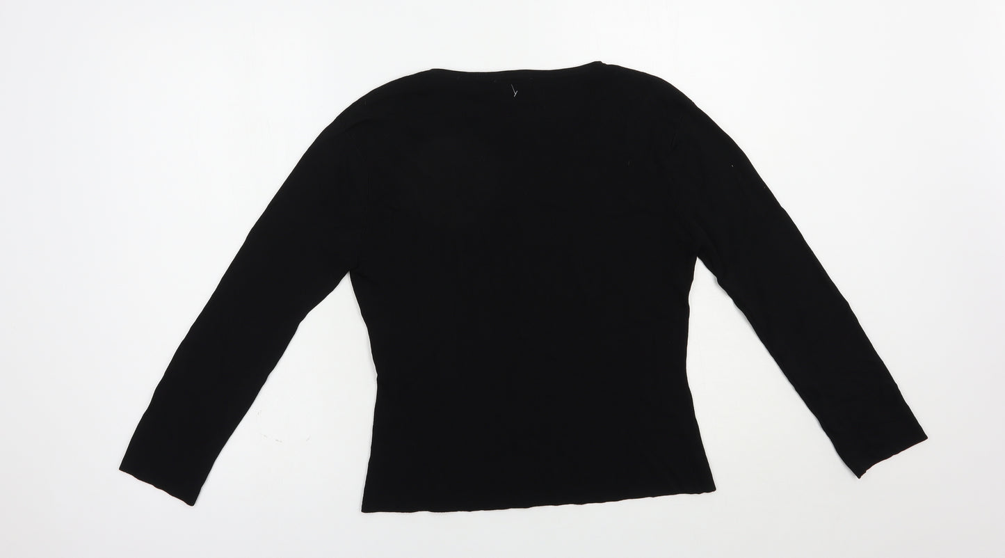 E-vie Womens Black V-Neck  Viscose Pullover Jumper Size 18