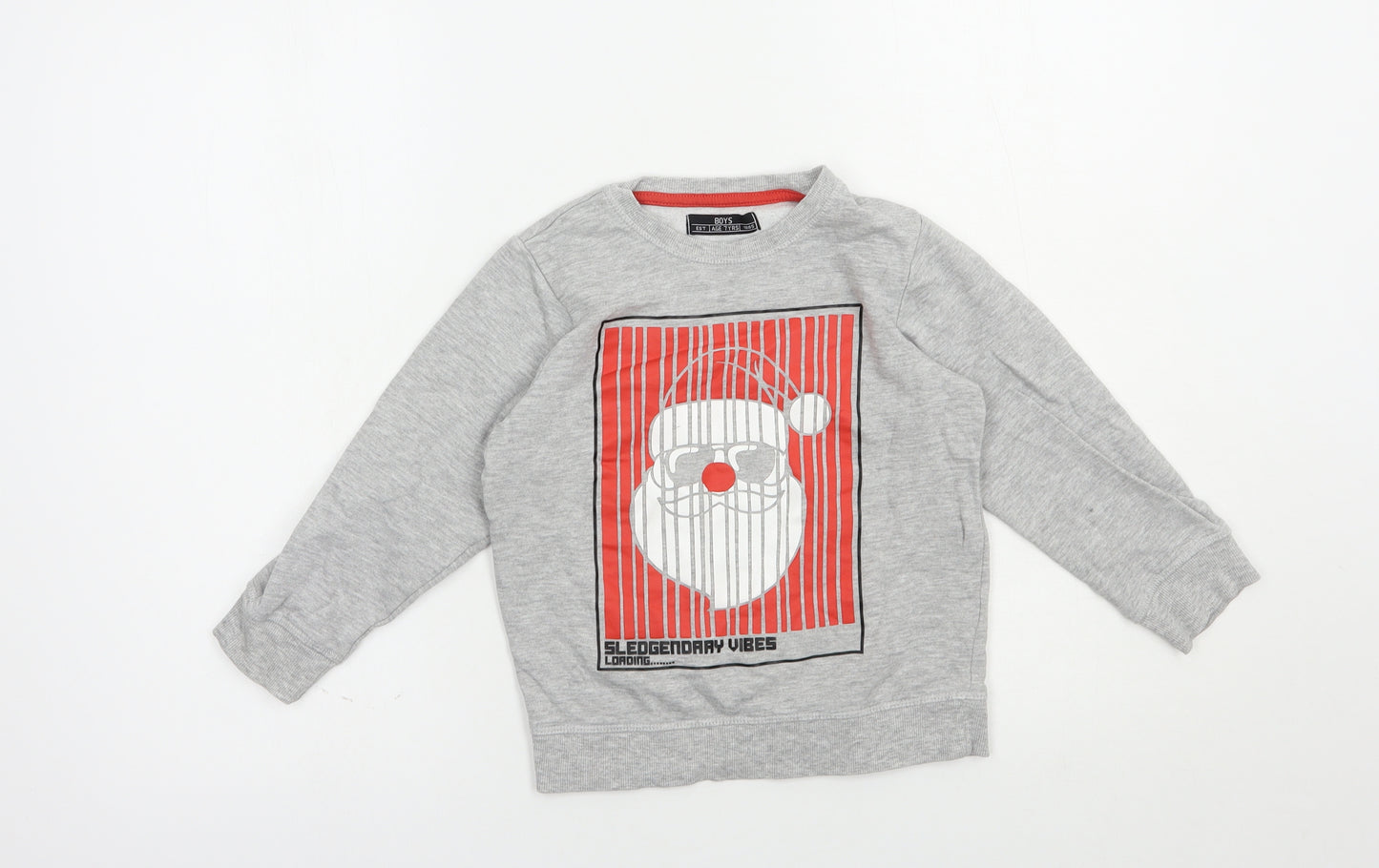 Matalan Boys Grey  Cotton Pullover Sweatshirt Size 7 Years  Pullover - Christmas