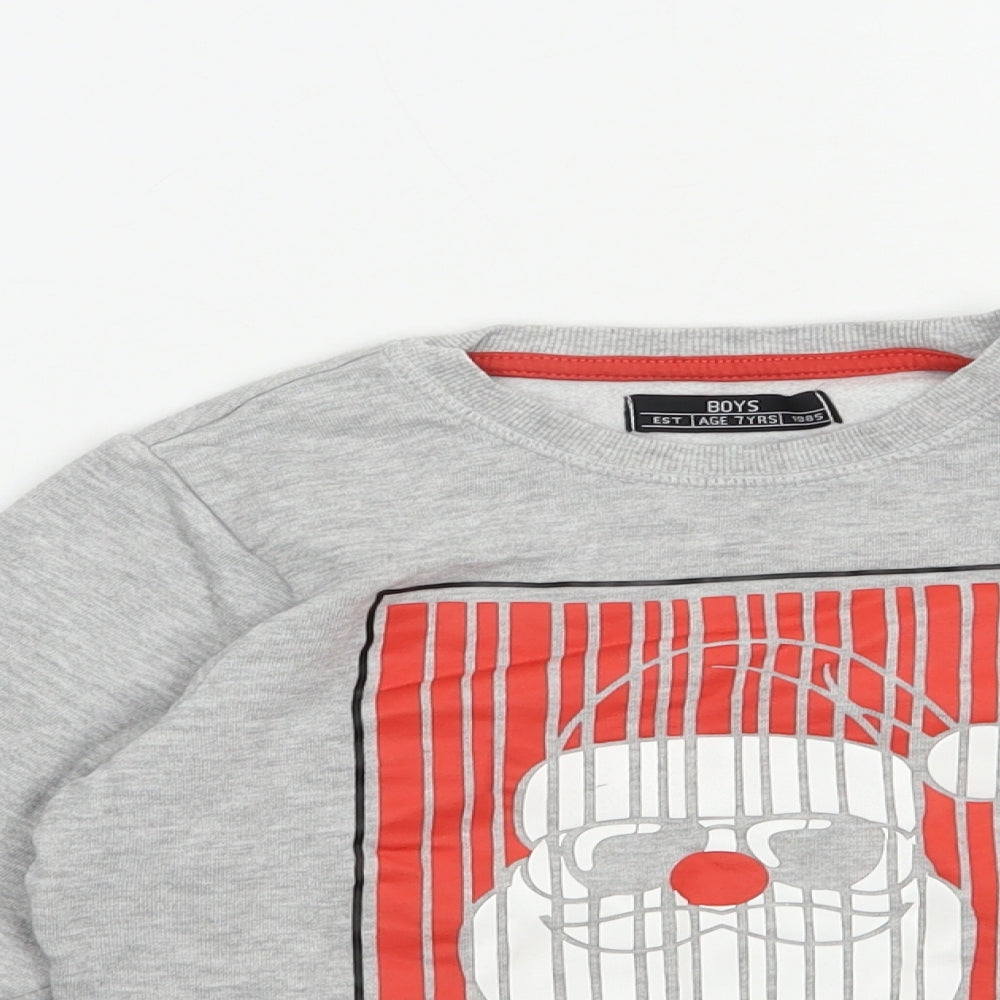 Matalan Boys Grey  Cotton Pullover Sweatshirt Size 7 Years  Pullover - Christmas
