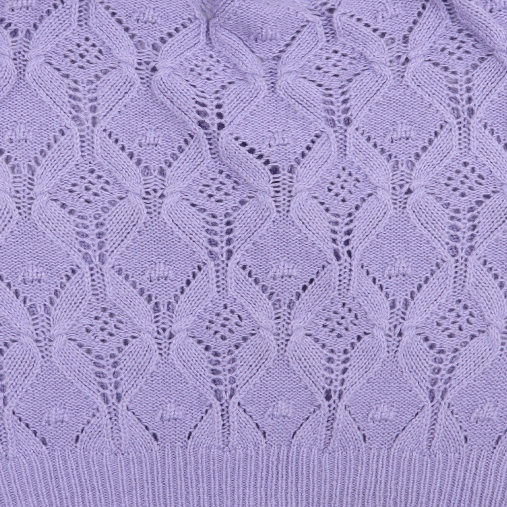 Boohoo Womens Purple V-Neck  Acrylic Cardigan Jumper Size XL