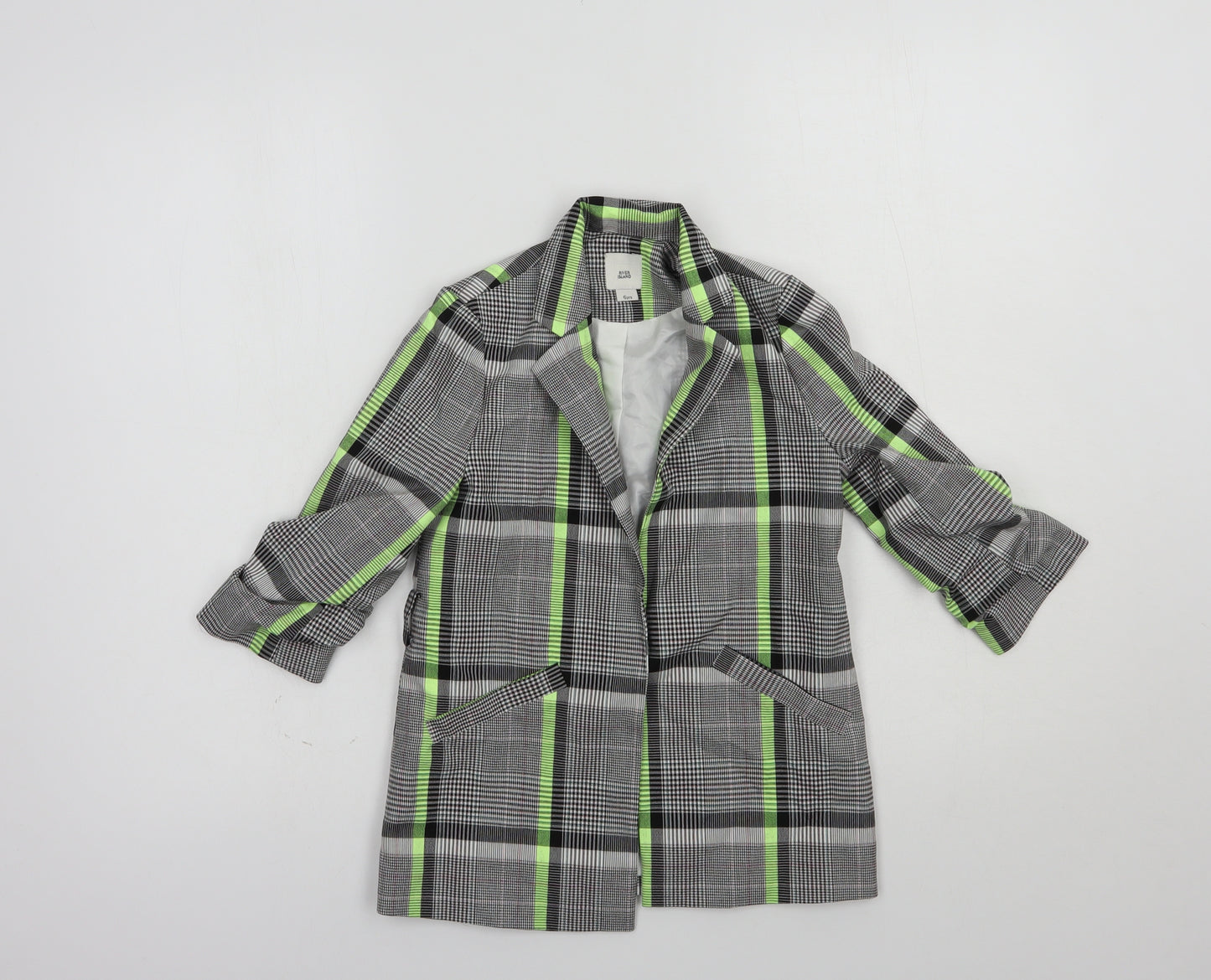 River Island Girls Grey Plaid  Jacket Blazer Size 7 Years