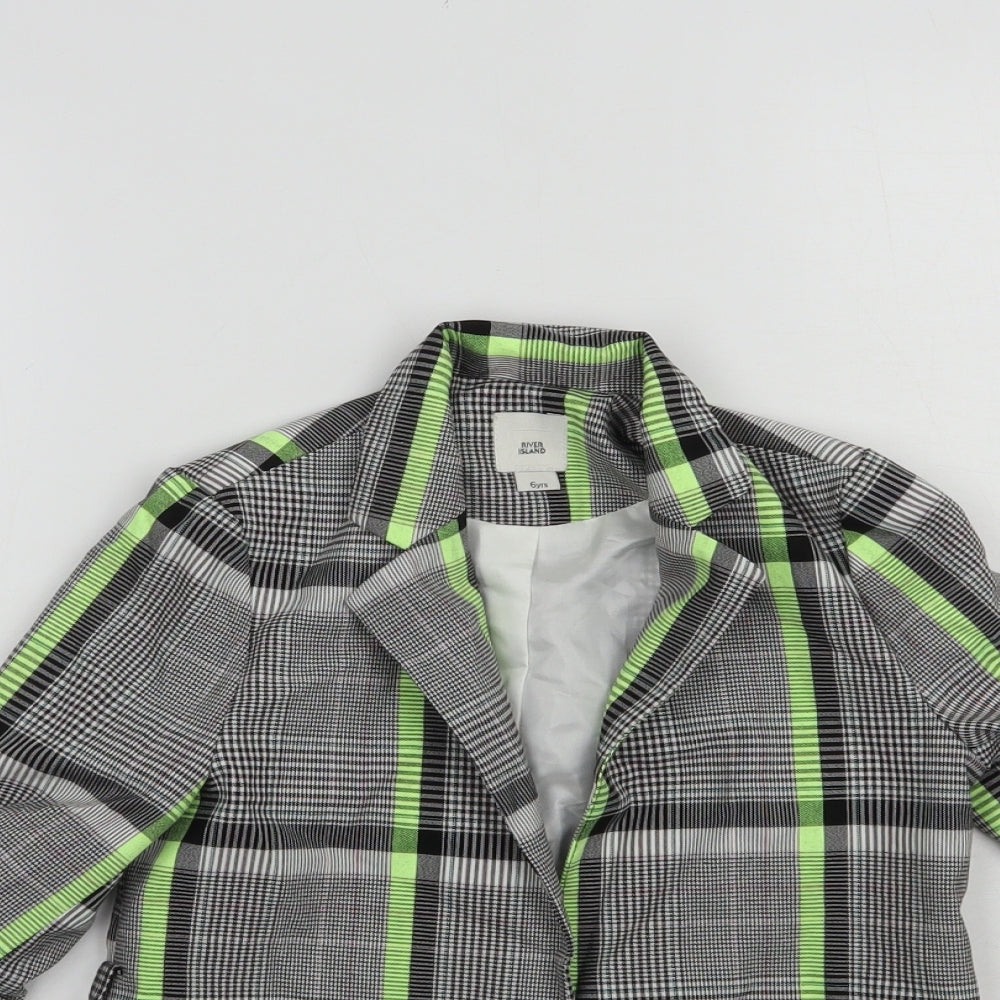 River Island Girls Grey Plaid  Jacket Blazer Size 7 Years