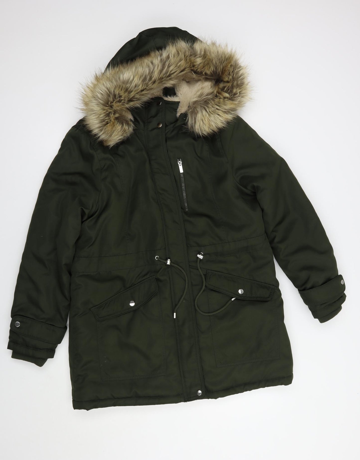 New Look Womens Green   Parka Jacket Size 12  Zip