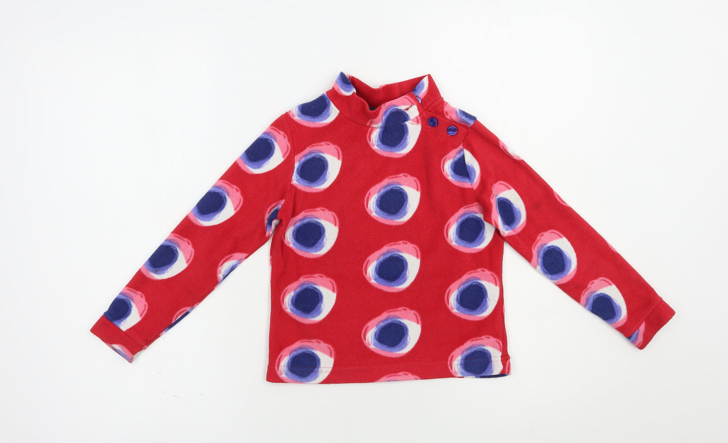Marks and Spencer Girls Red Geometric Polyester Pullover Sweatshirt Size 5-6 Years  Button