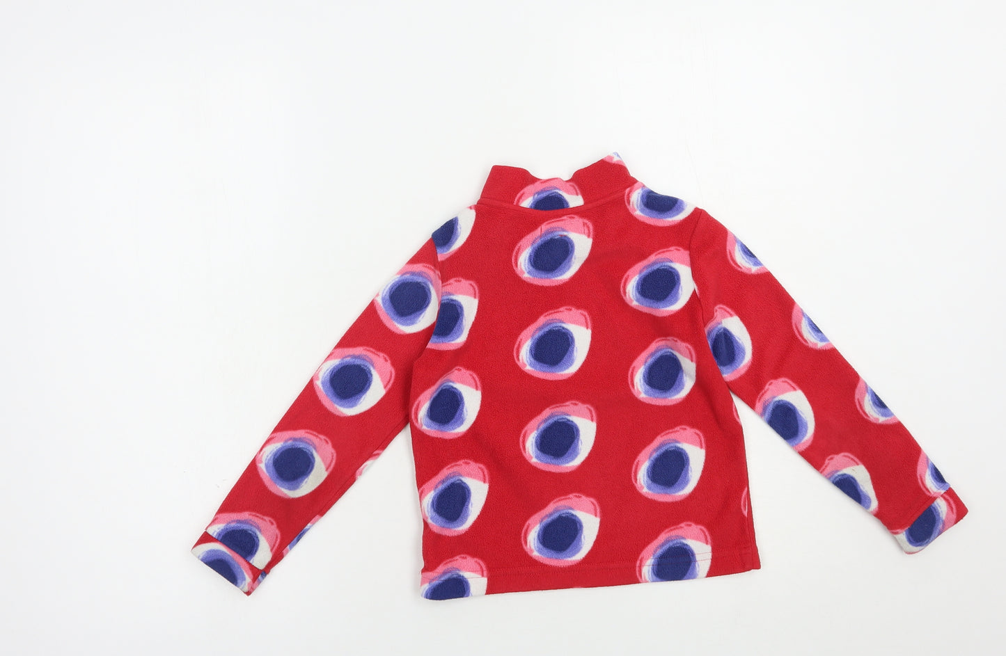 Marks and Spencer Girls Red Geometric Polyester Pullover Sweatshirt Size 5-6 Years  Button