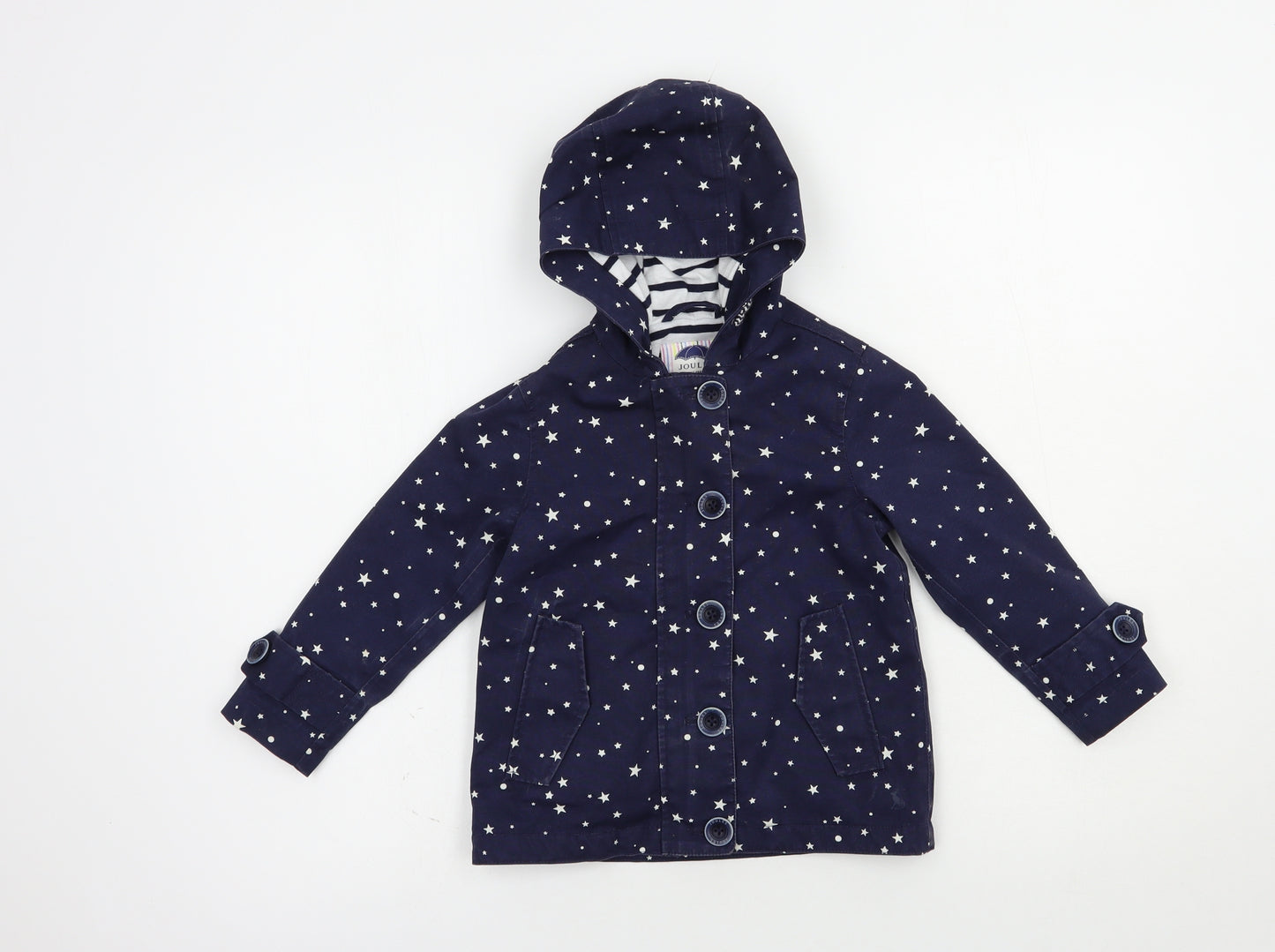 Joules Girls Blue Geometric  Basic Coat Coat Size 3 Years  Zip - Star Print