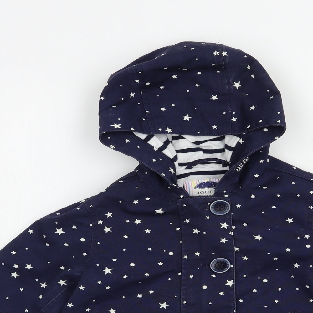 Joules Girls Blue Geometric  Basic Coat Coat Size 3 Years  Zip - Star Print