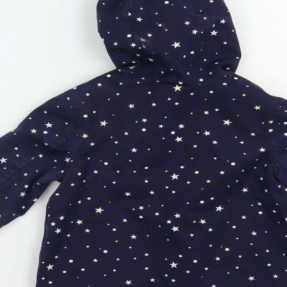 Joules Girls Blue Geometric  Basic Coat Coat Size 3 Years  Zip - Star Print