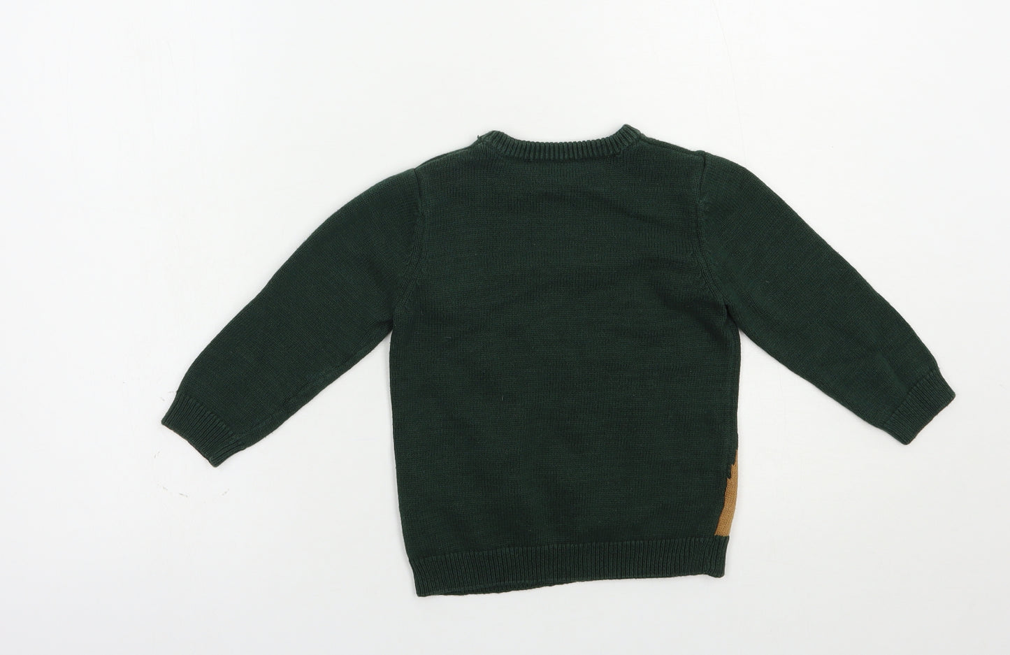Matalan Boys Green Crew Neck  Cotton Pullover Jumper Size 2-3 Years  Pullover - Cute Bear