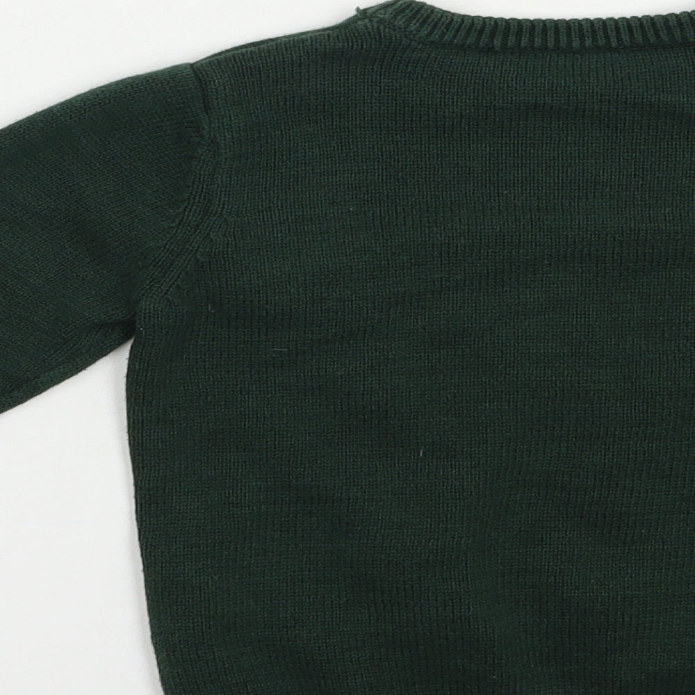 Matalan Boys Green Crew Neck  Cotton Pullover Jumper Size 2-3 Years  Pullover - Cute Bear