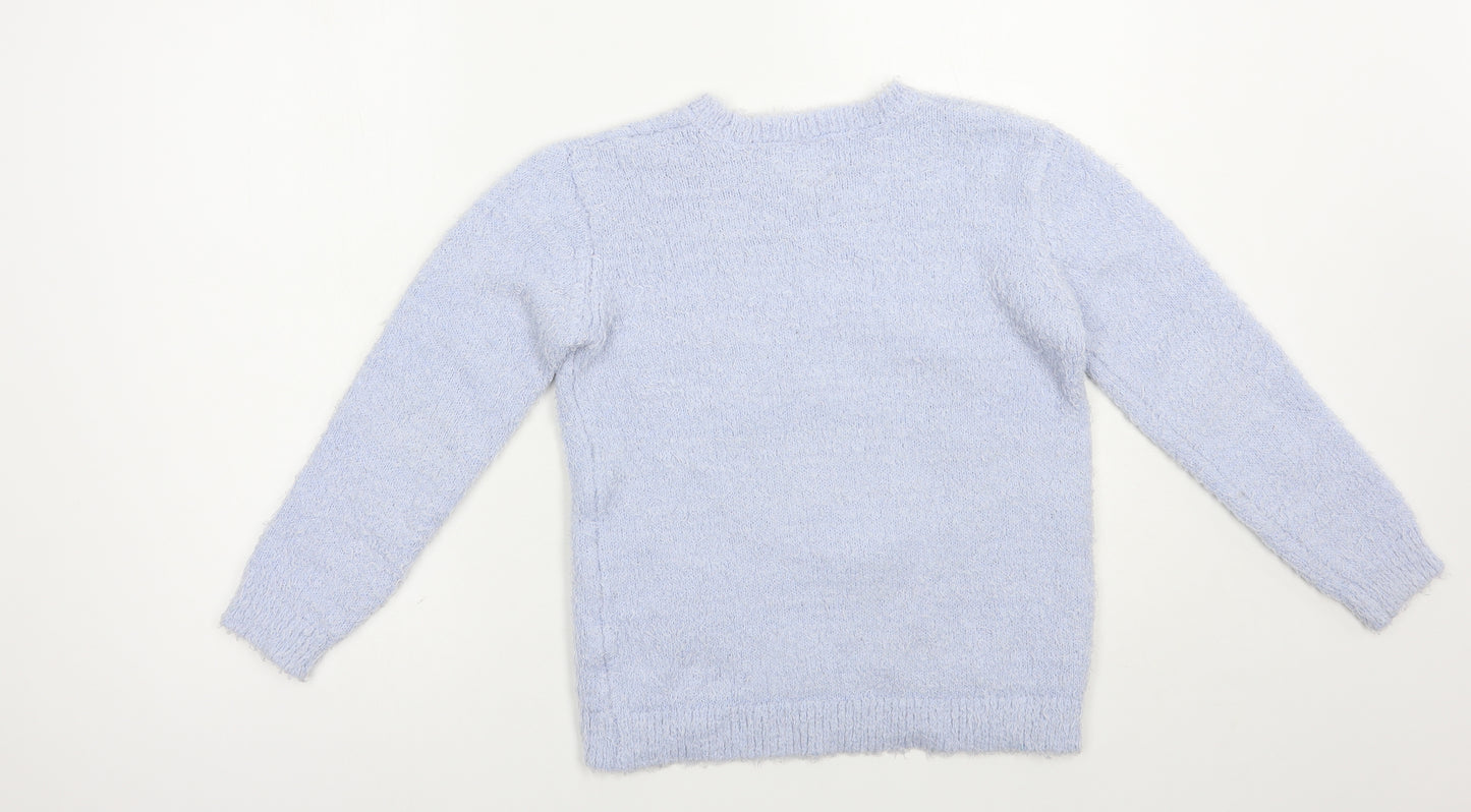 George Girls Blue Crew Neck  Polyester Pullover Jumper Size 11-12 Years  Pullover - Christmas Jumper