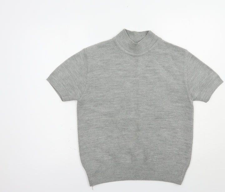 Liz Claiborne Womens Grey Mock Neck Acrylic Pullover Jumper Size M