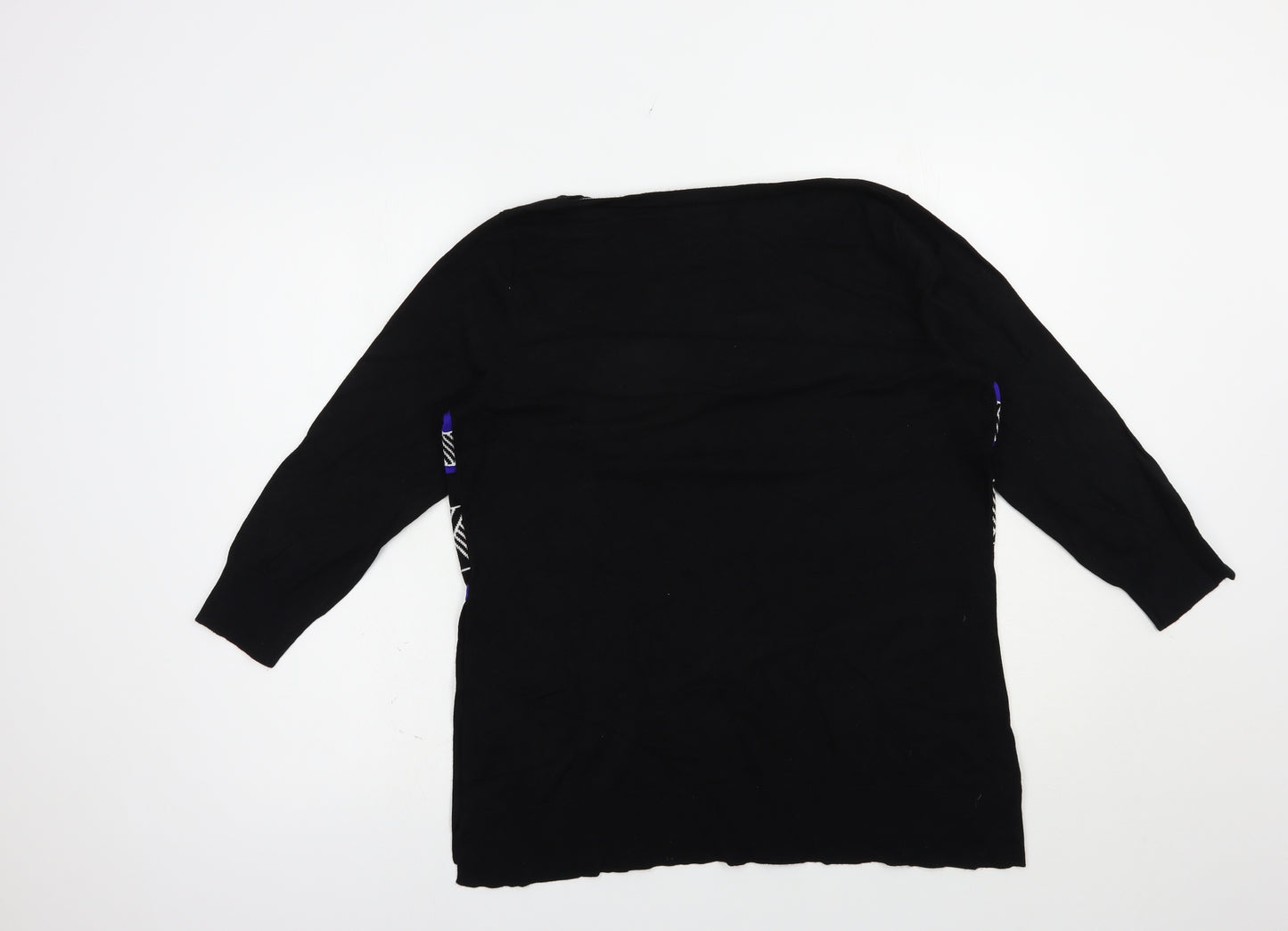 Principles Womens Black Boat Neck Geometric Viscose Pullover Jumper Size 14