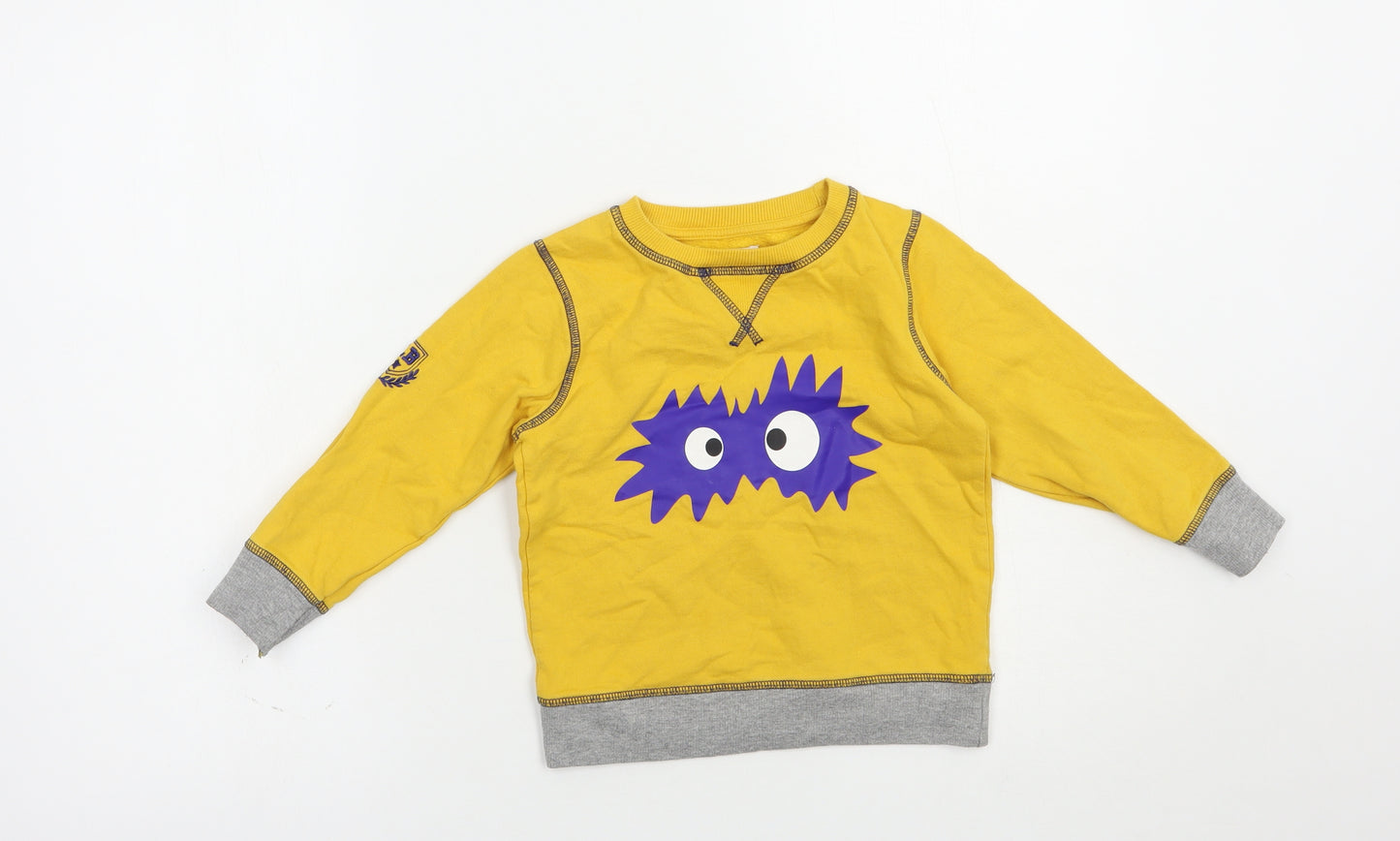 Ladybird Girls Yellow  Cotton Pullover Sweatshirt Size 3-4 Years  Pullover - Cute Monster