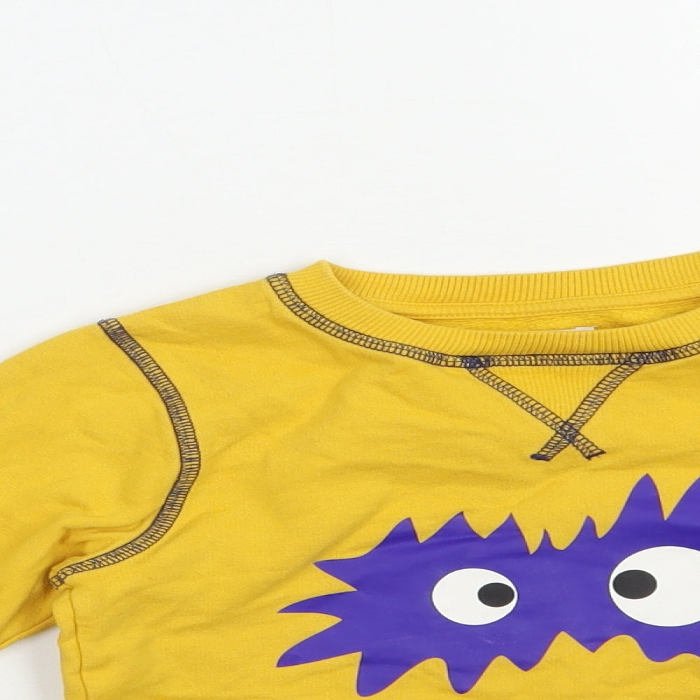 Ladybird Girls Yellow  Cotton Pullover Sweatshirt Size 3-4 Years  Pullover - Cute Monster