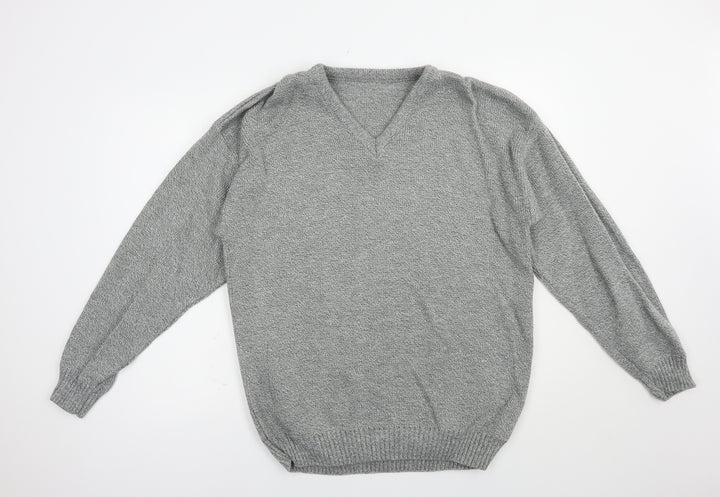 Premier Man Mens Grey V-Neck Acrylic Pullover Jumper Size M