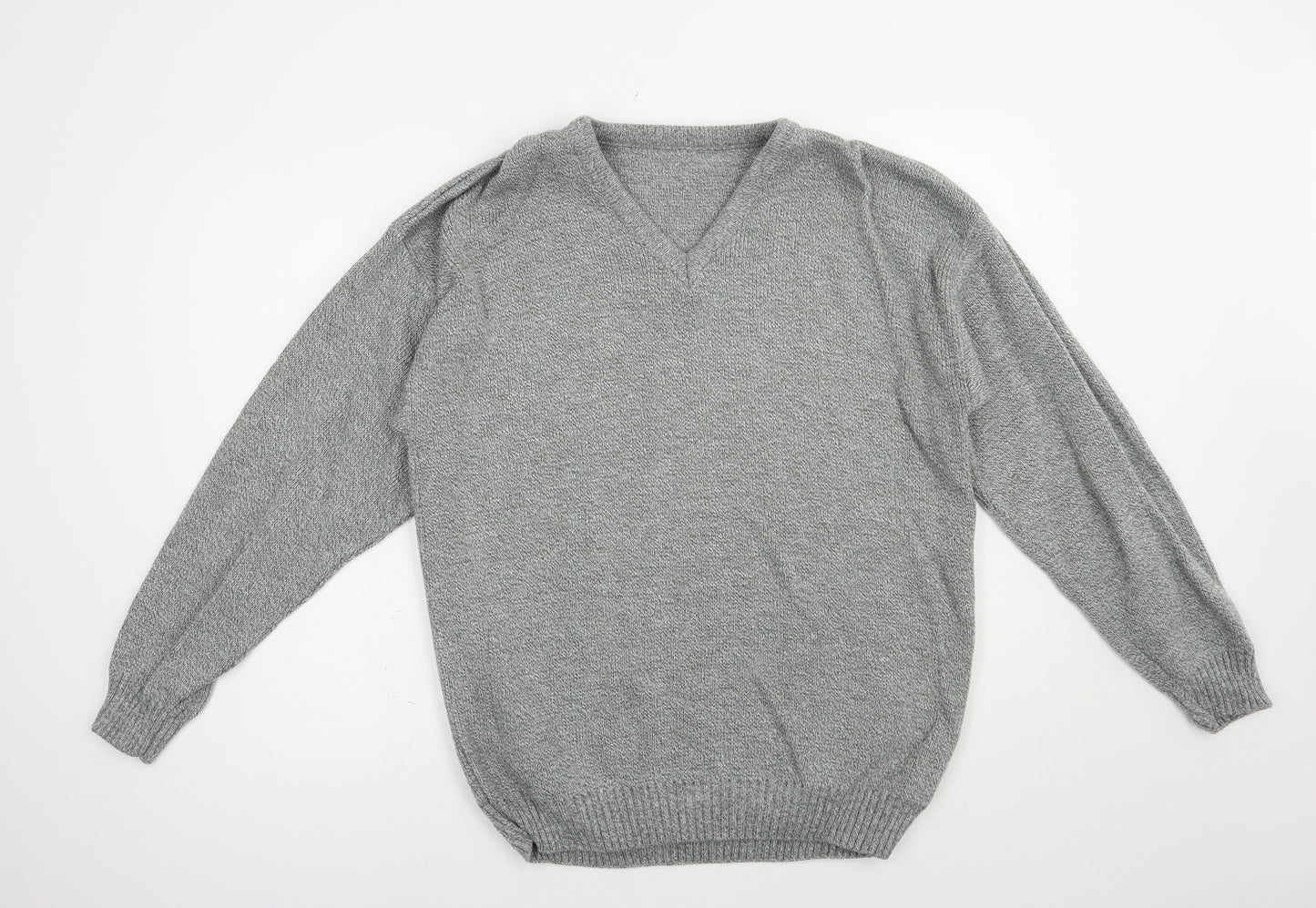 Premier Man Mens Grey V-Neck  Acrylic Pullover Jumper Size M