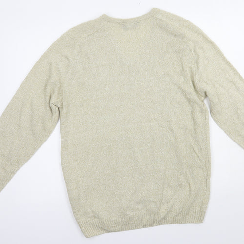 Premier Man Mens Beige V-Neck  Acrylic Pullover Jumper Size M