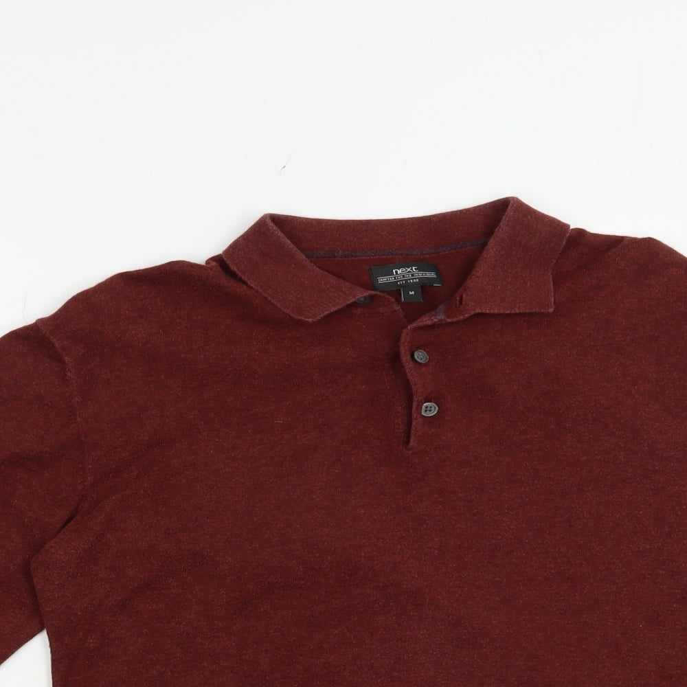 NEXT Mens Brown Collared  Cotton Pullover Jumper Size M