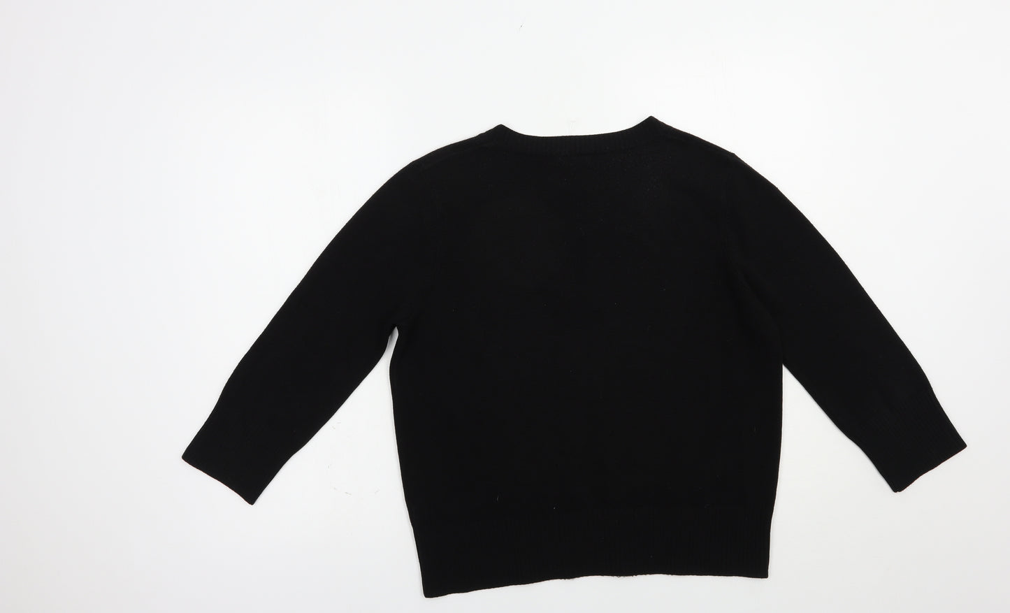George Womens Black V-Neck  Acrylic Pullover Jumper Size 16