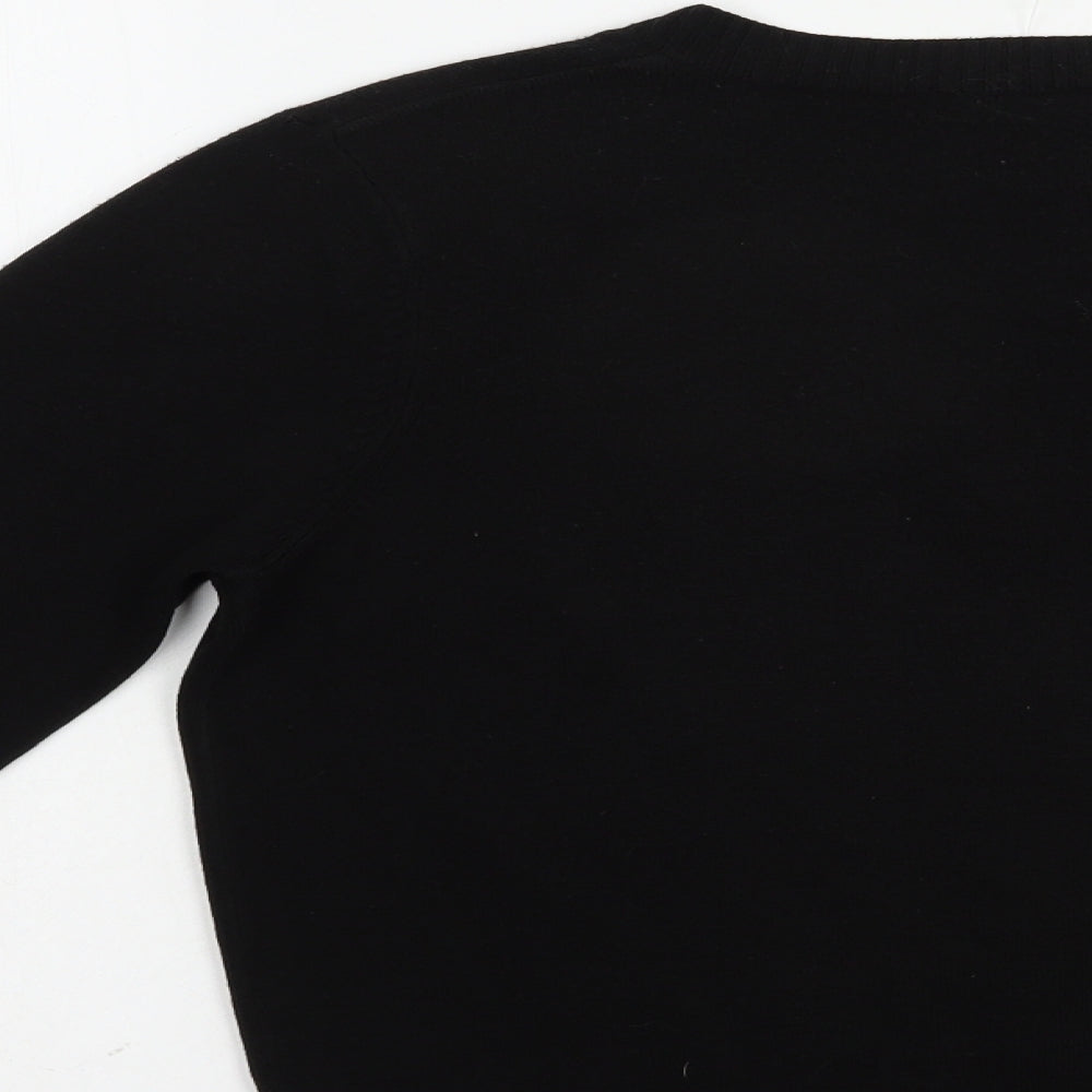 George Womens Black V-Neck  Acrylic Pullover Jumper Size 16