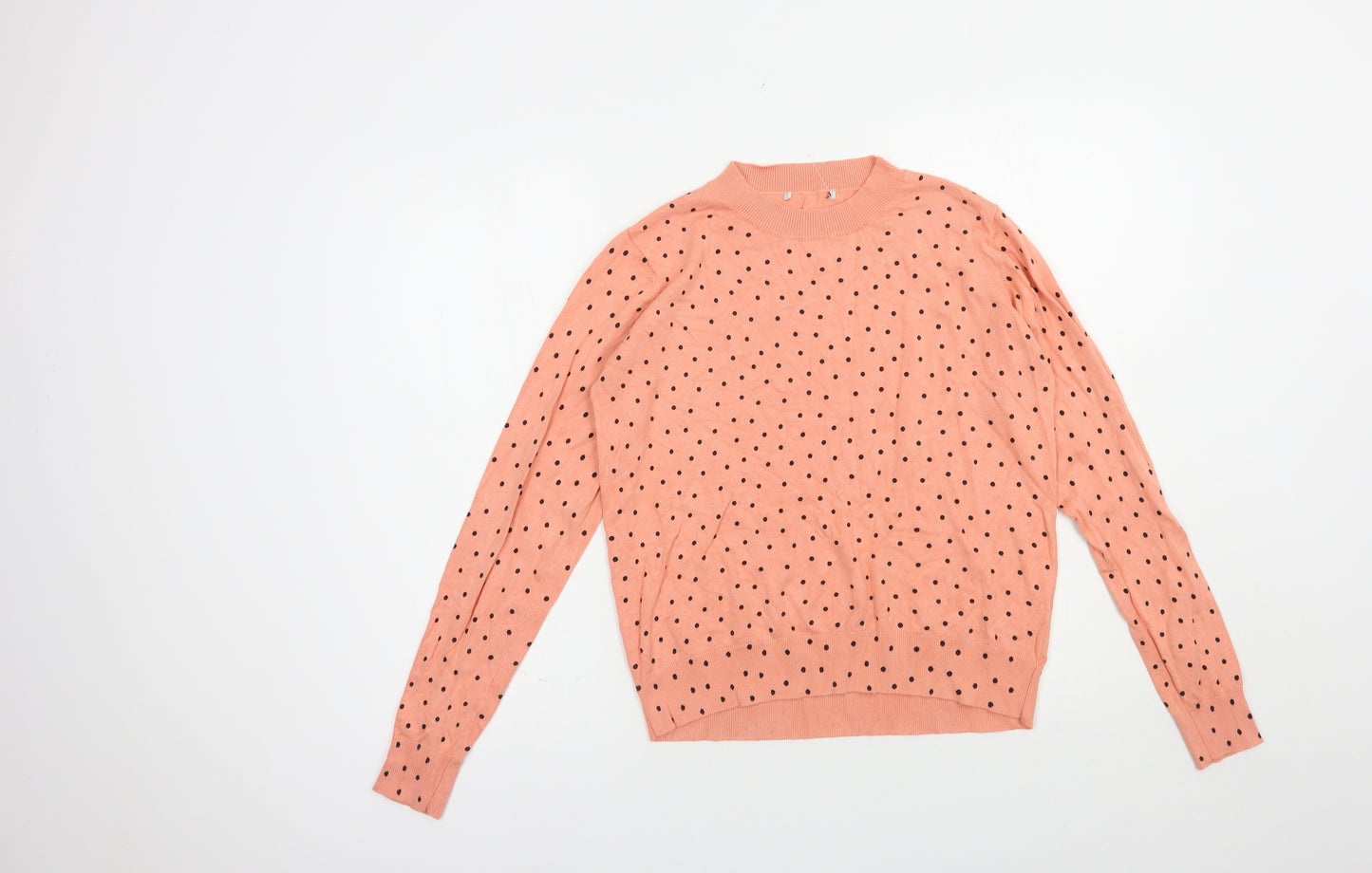 TU Womens Pink Mock Neck Polka Dot Viscose Pullover Jumper Size 10