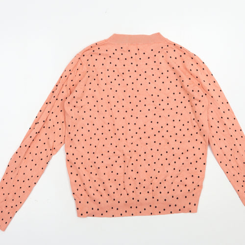 TU Womens Pink Mock Neck Polka Dot Viscose Pullover Jumper Size 10