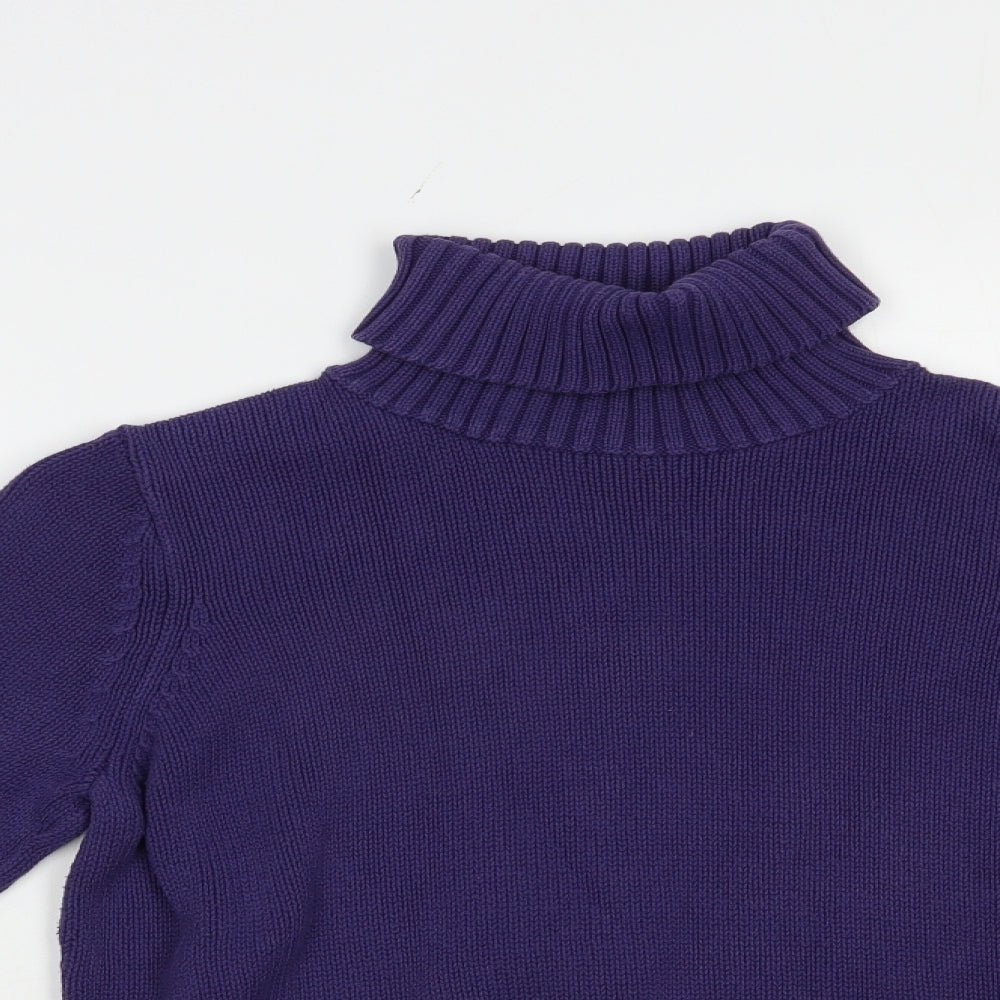 Marks and Spencer Womens Purple Roll Neck  Cotton Pullover Jumper Size 16
