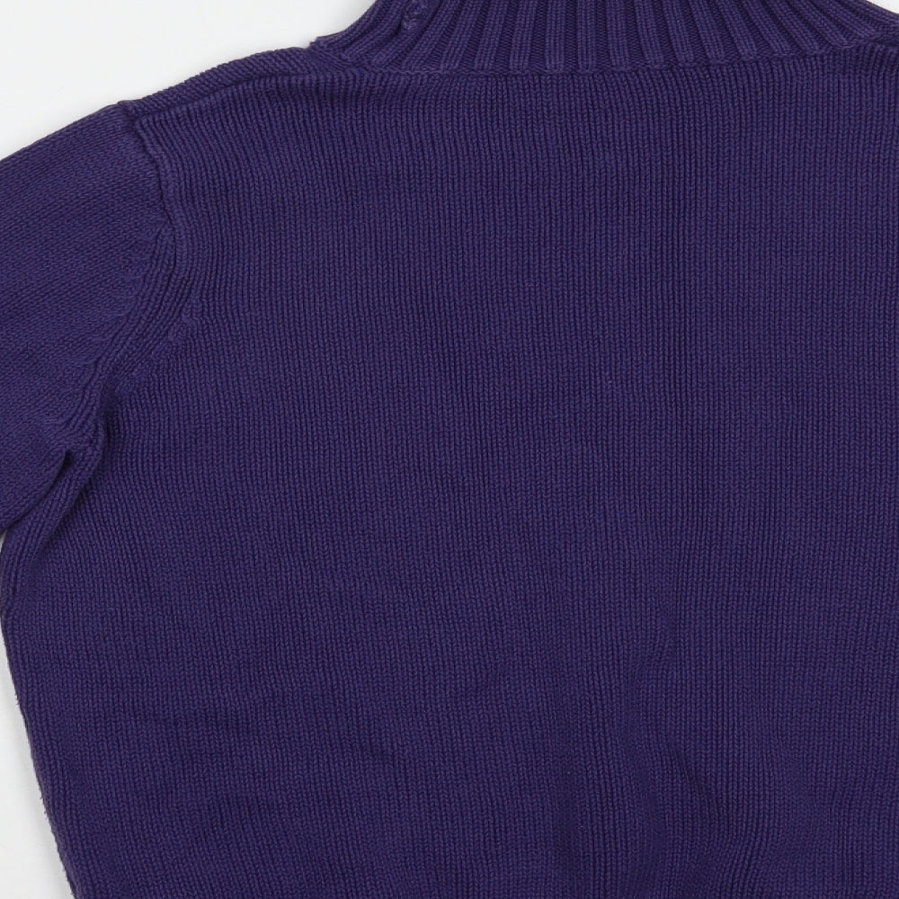 Marks and Spencer Womens Purple Roll Neck  Cotton Pullover Jumper Size 16