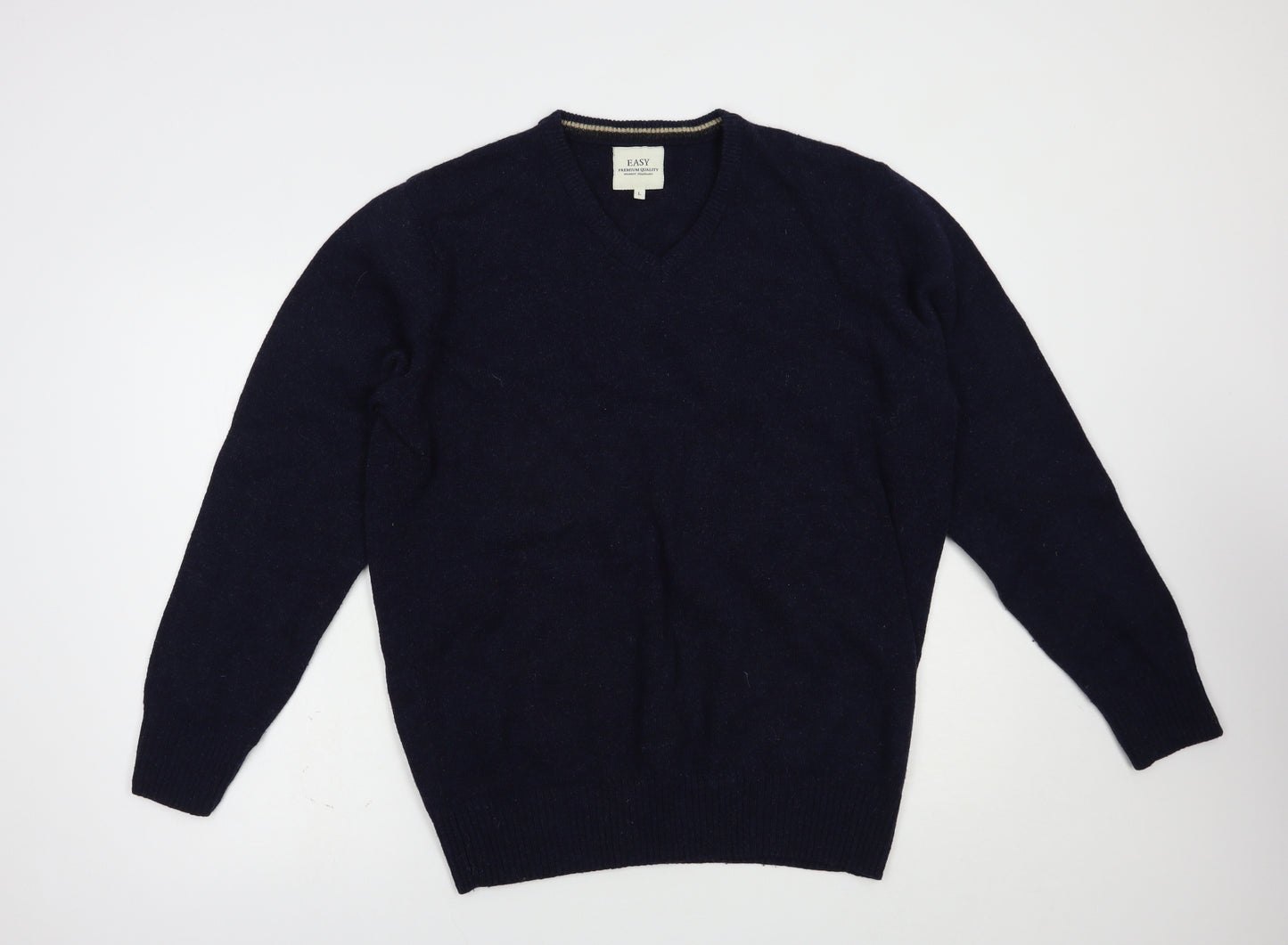 Matalan Mens Blue V-Neck  Wool Pullover Jumper Size L