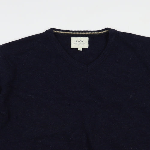 Matalan Mens Blue V-Neck  Wool Pullover Jumper Size L