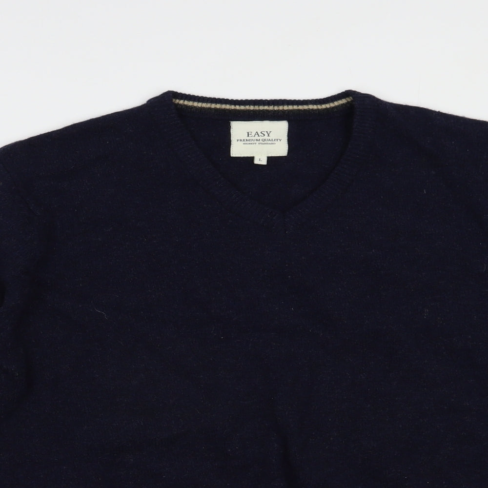 Matalan Mens Blue V-Neck  Wool Pullover Jumper Size L