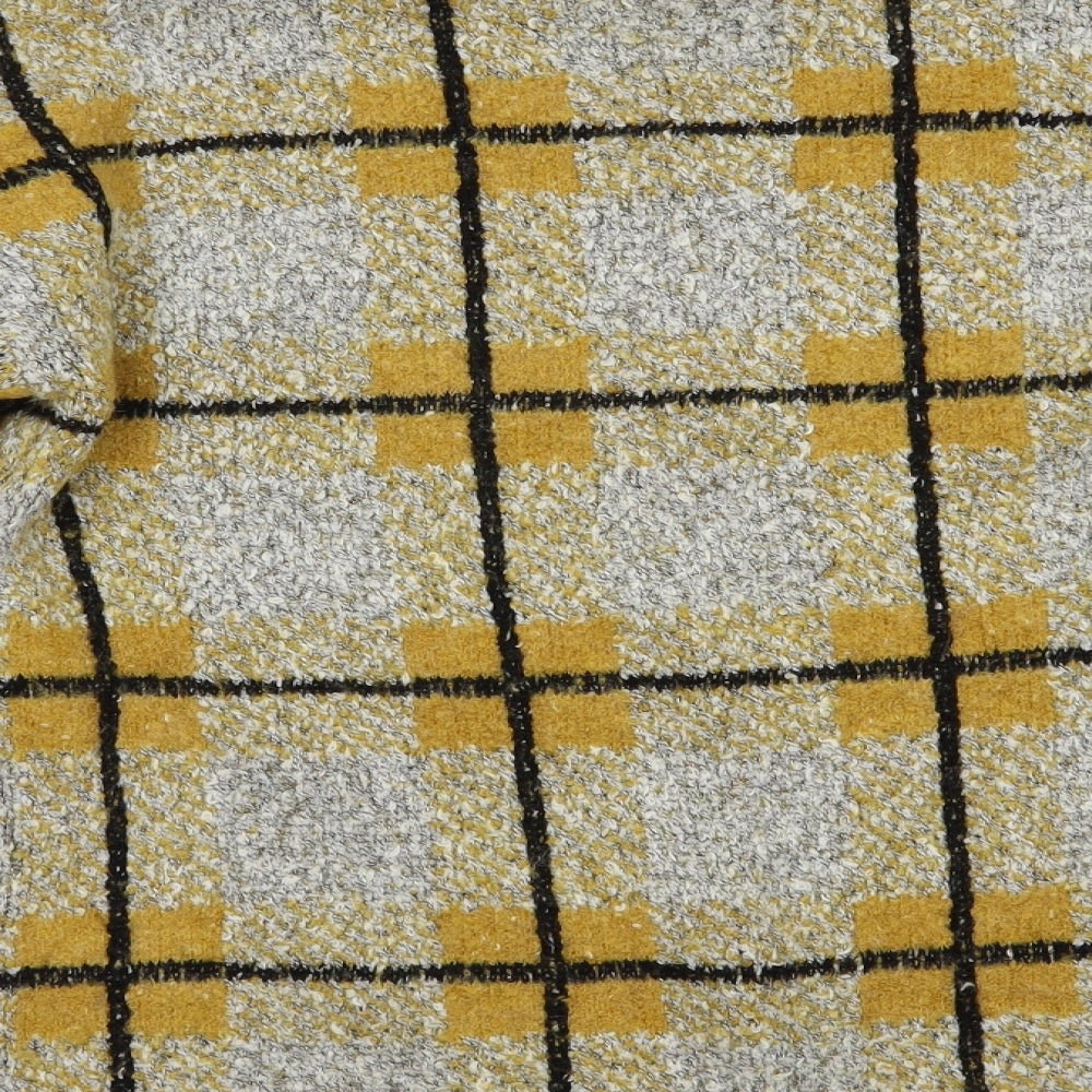 Papaya Womens Yellow Mock Neck Plaid Acrylic Pullover Jumper Size M