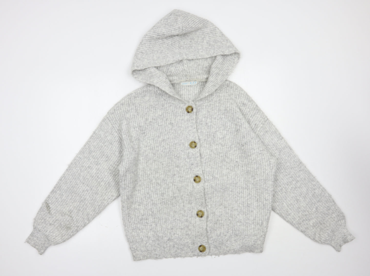Primark Womens Grey Round Neck  Polyester Cardigan Jumper Size 12