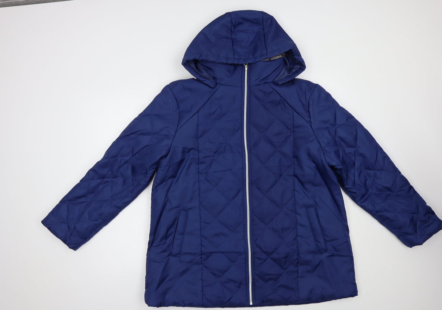 Anne De Lancay Womens Blue   Quilted Jacket Size L  Zip